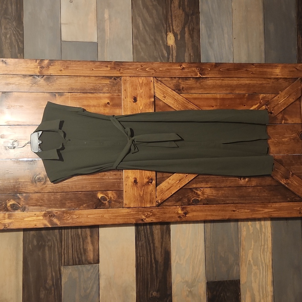 Olive green belted maxi